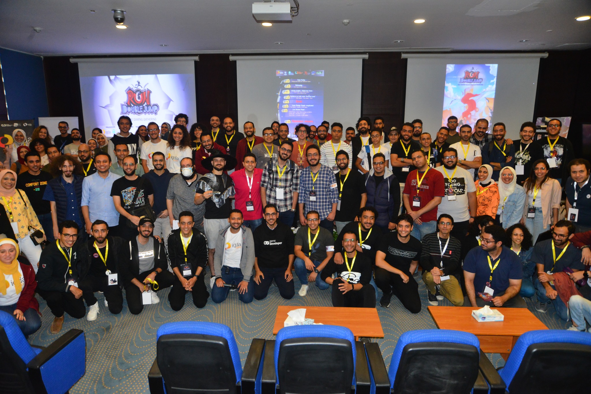 Egyptian game developers — large community group photo at a game industry event